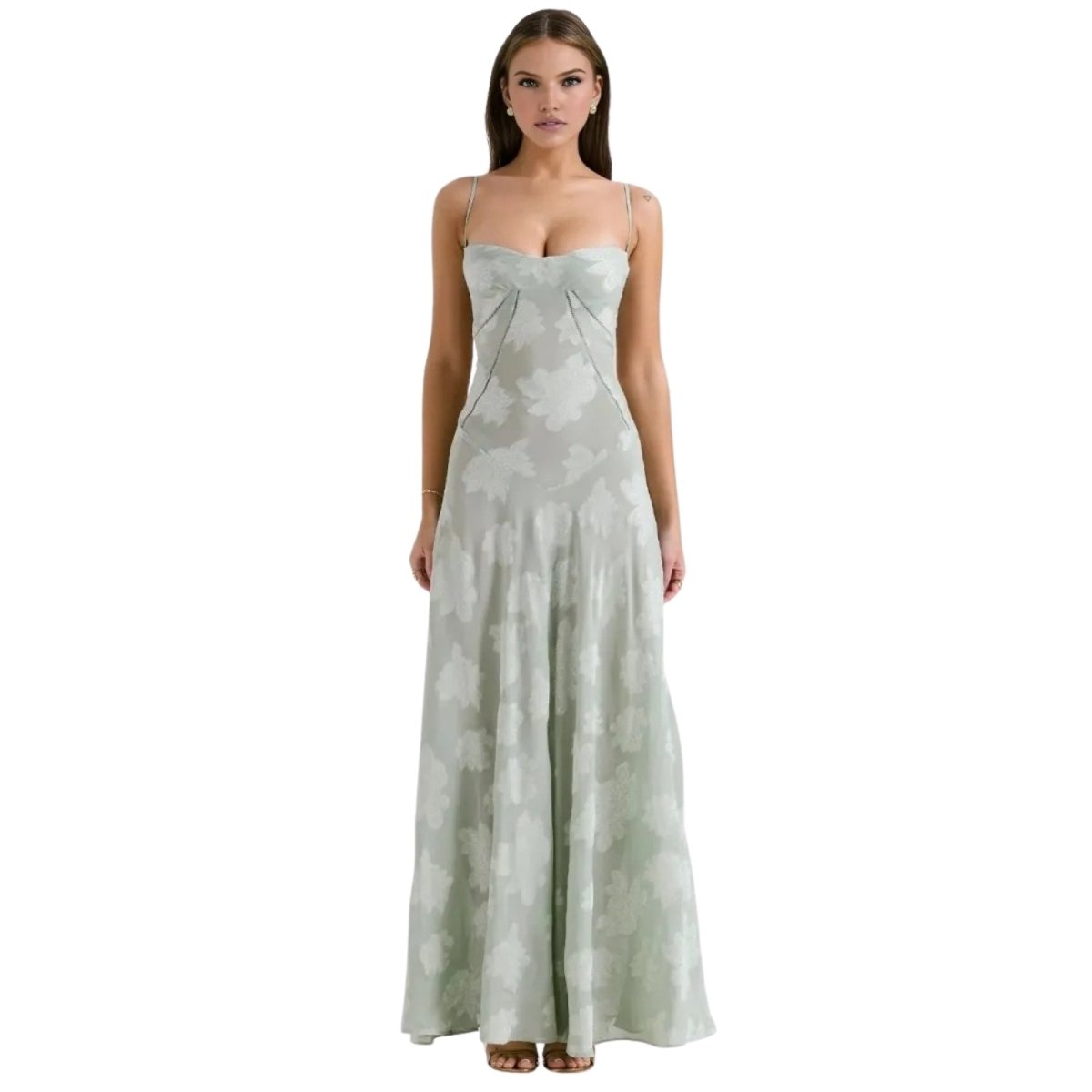 Elegante Corset Maxi Jurk met Bloemenprint - Avondjurk