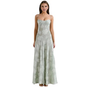 Elegante Corset Maxi Jurk met Bloemenprint - Avondjurk