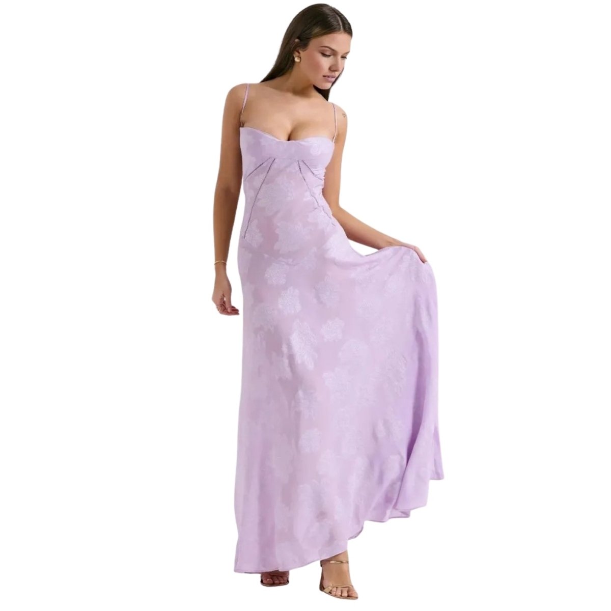 Elegante Corset Maxi Jurk met Bloemenprint - Avondjurk