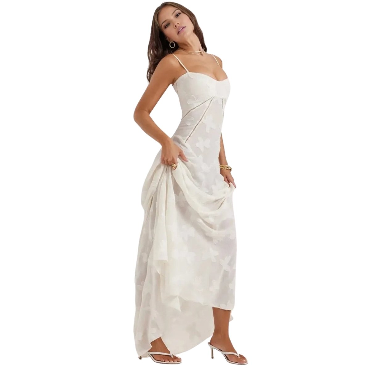 Elegante Corset Maxi Jurk met Bloemenprint - Avondjurk