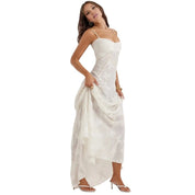 Elegante Corset Maxi Jurk met Bloemenprint - Avondjurk