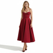 Satijnen Corset Midi Jurk met Tule Rok