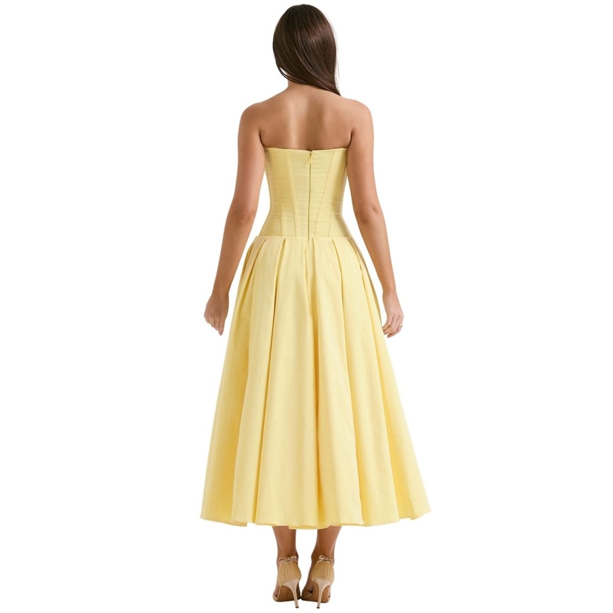 Corset Midi Jurk met Volle Rok