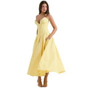 Corset Midi Jurk met Volle Rok