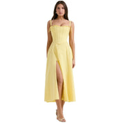 Corset Midi Jurk met Volle Rok