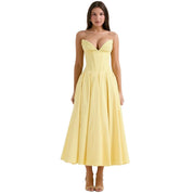 Corset Midi Jurk met Volle Rok