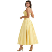 Corset Midi Jurk met Volle Rok