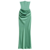 Satijnen Strapless Corset Maxi Jurk