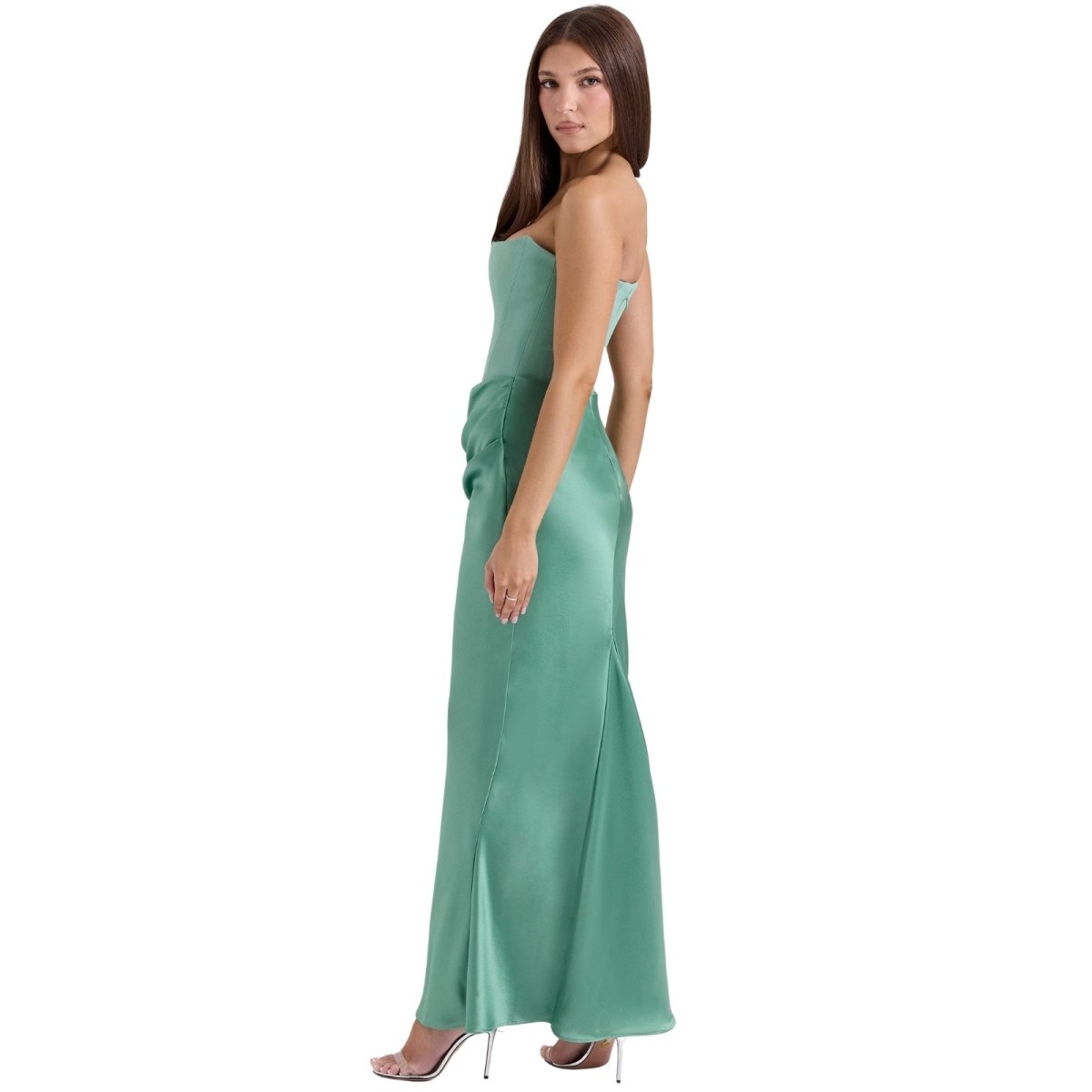 Satijnen Strapless Corset Maxi Jurk