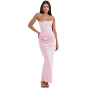 Satijnen Strapless Corset Maxi Jurk