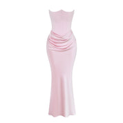 Satijnen Strapless Corset Maxi Jurk