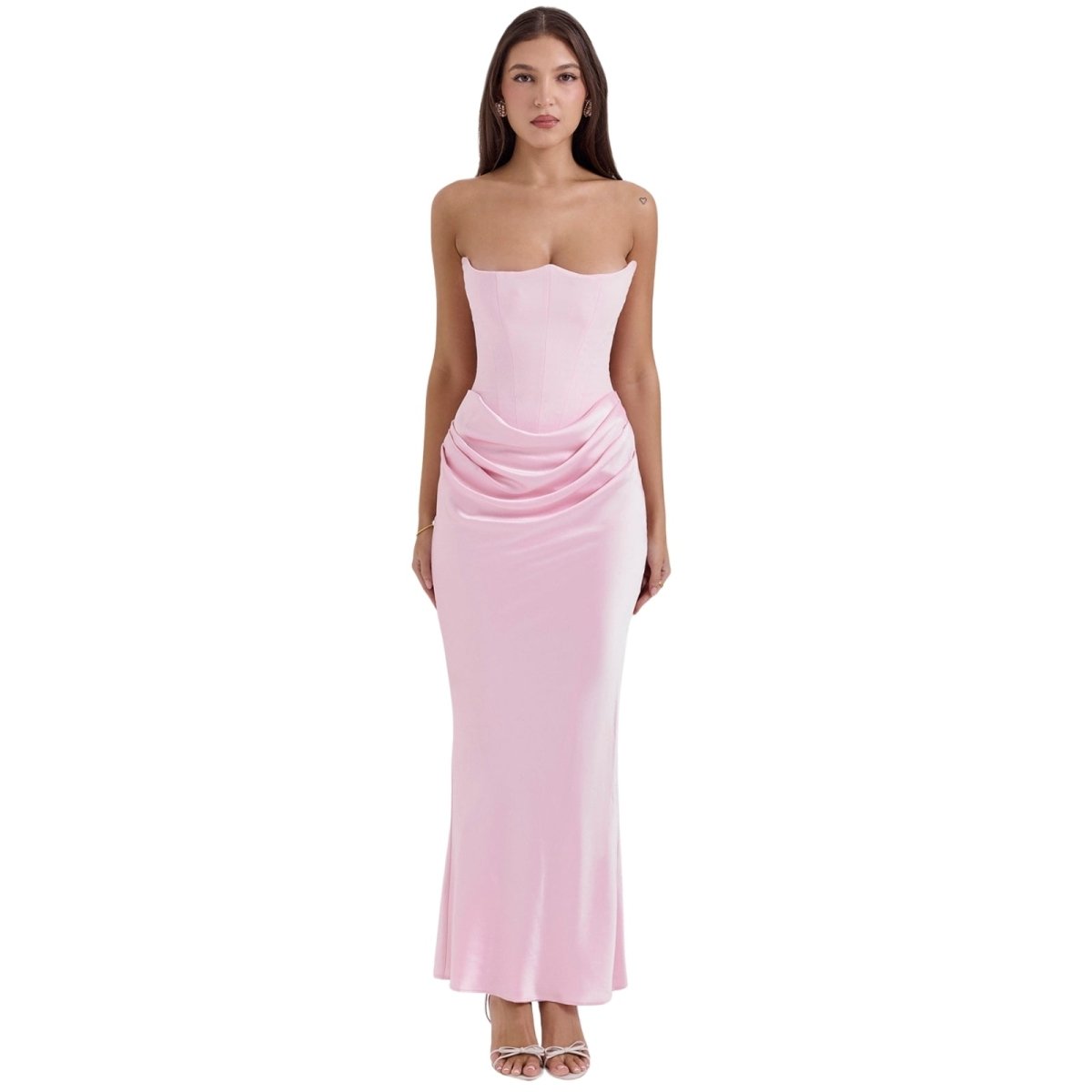 Satijnen Strapless Corset Maxi Jurk