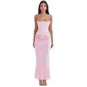 Satijnen Strapless Corset Maxi Jurk