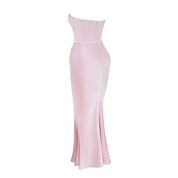 Satijnen Strapless Corset Maxi Jurk
