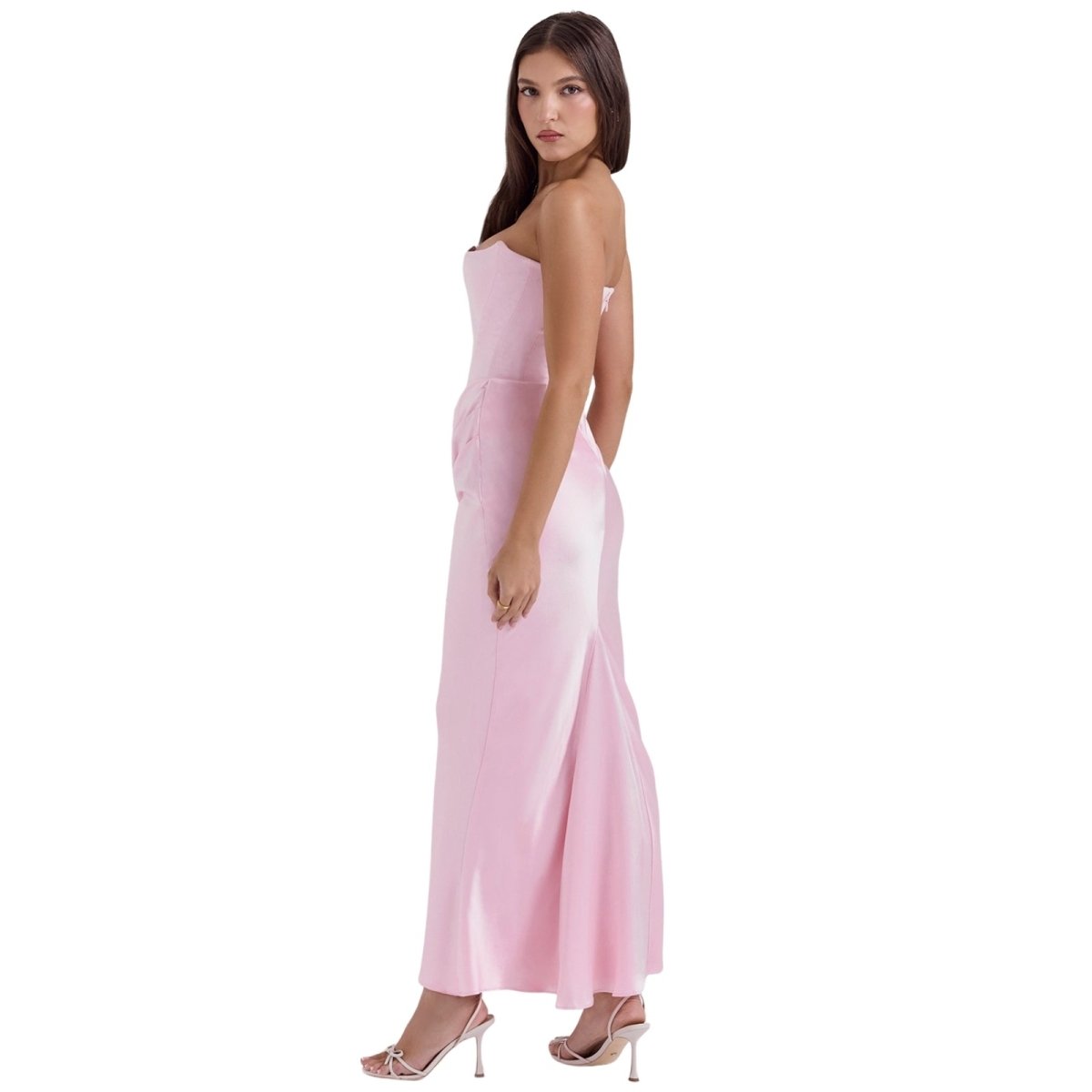 Satijnen Strapless Corset Maxi Jurk