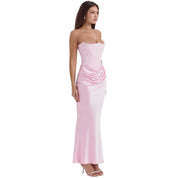 Satijnen Strapless Corset Maxi Jurk