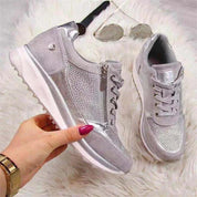 Dames sneakers | Comfortabele sportieve schoenen met rits en vetersluiting
