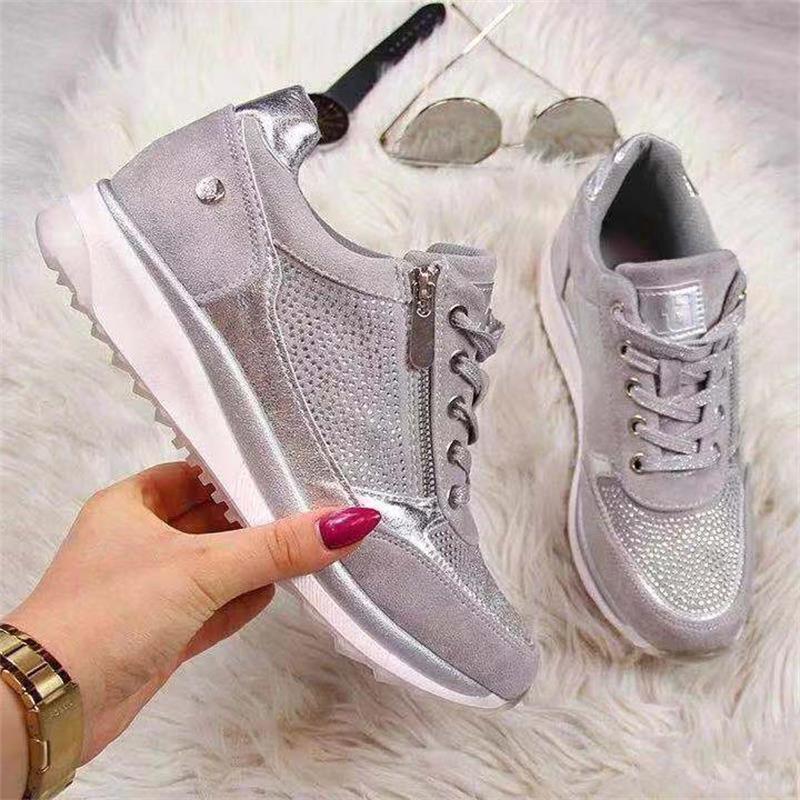 Dames sneakers | Comfortabele sportieve schoenen met rits en vetersluiting