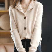 Dames cardigan met kraag – Elegante vestjas met knoopsluiting