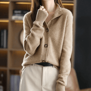 Dames cardigan met kraag – Elegante vestjas met knoopsluiting
