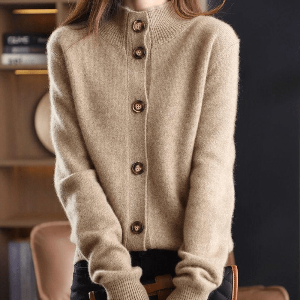 Dames cardigan met kraag – Elegante vestjas met knoopsluiting