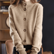 Dames cardigan met kraag – Elegante vestjas met knoopsluiting