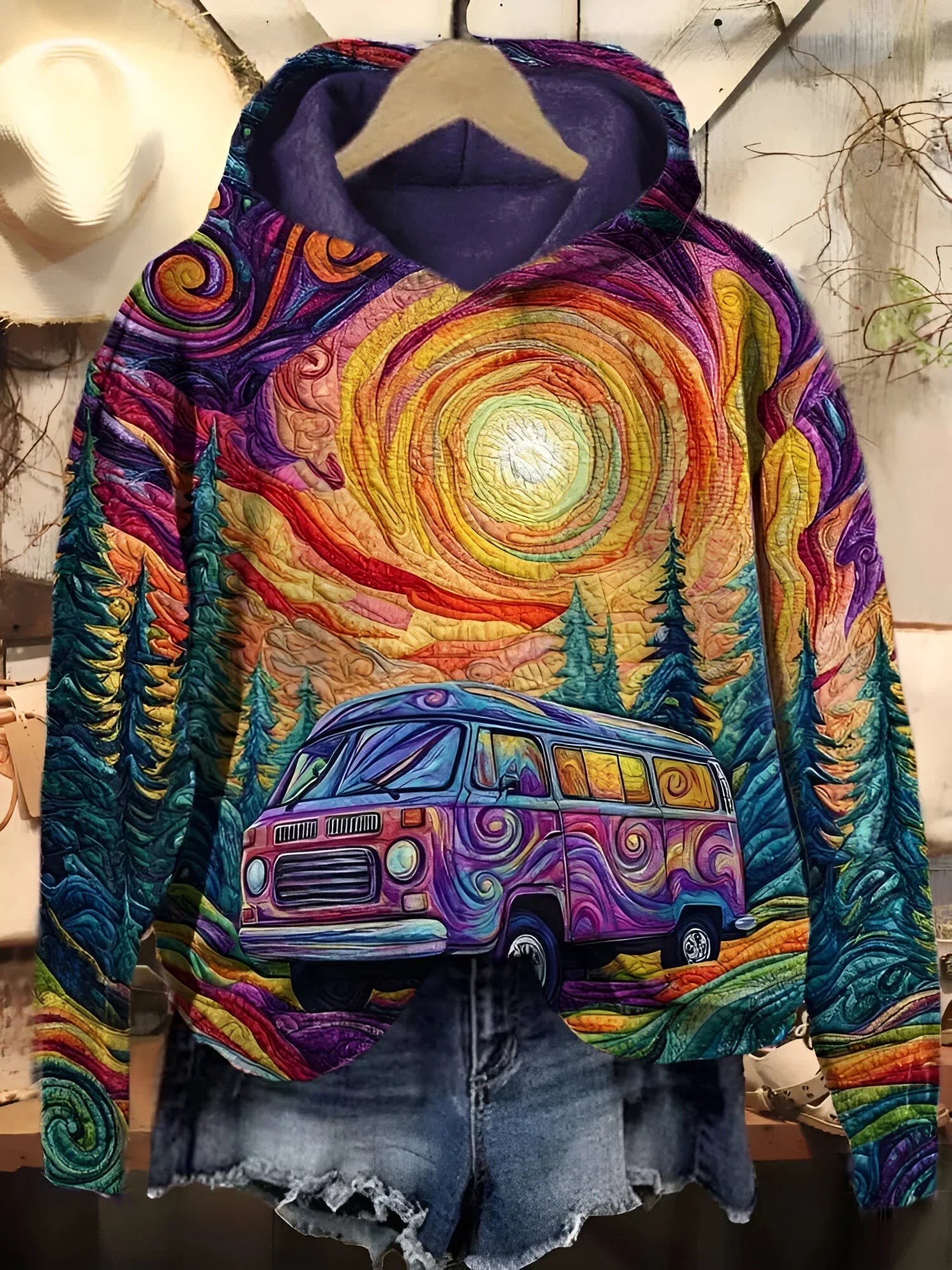 Dames Hoodie met Print | Capuchontrui met Artistiek Design