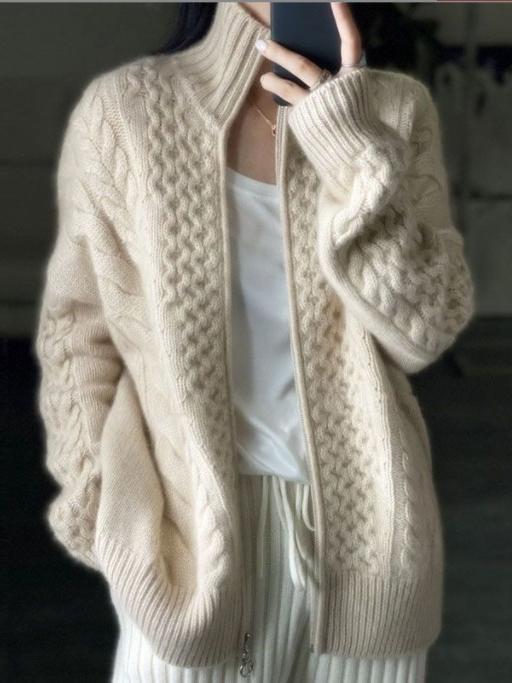 Oversized Dames Vest met Kabelpatroon | Grof Gebreide Cardigan Loose Fit