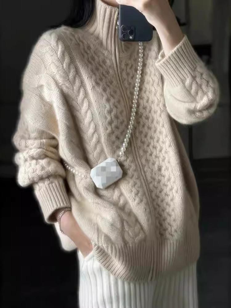 Oversized Dames Vest met Kabelpatroon | Grof Gebreide Cardigan Loose Fit