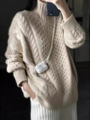 Oversized Dames Vest met Kabelpatroon | Grof Gebreide Cardigan Loose Fit