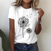 Ladies basic shirt in solid color with print - For spring and summer