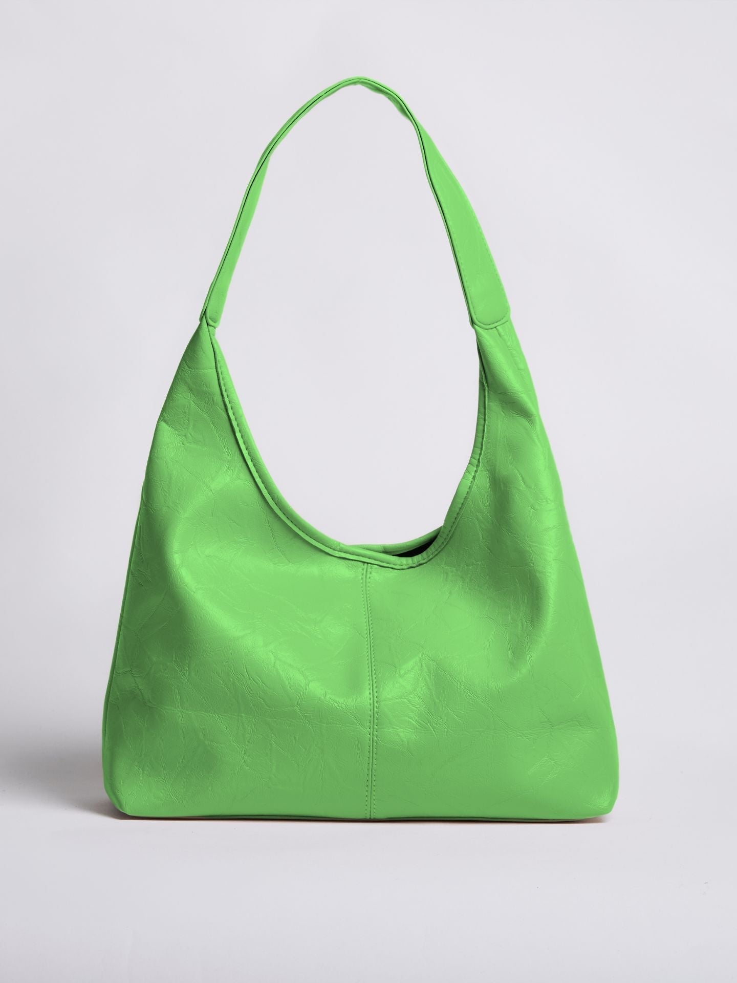 Grote Dames Schoudertas Glanzende Afwerking | Ruime Leren Look Tas met Pouch