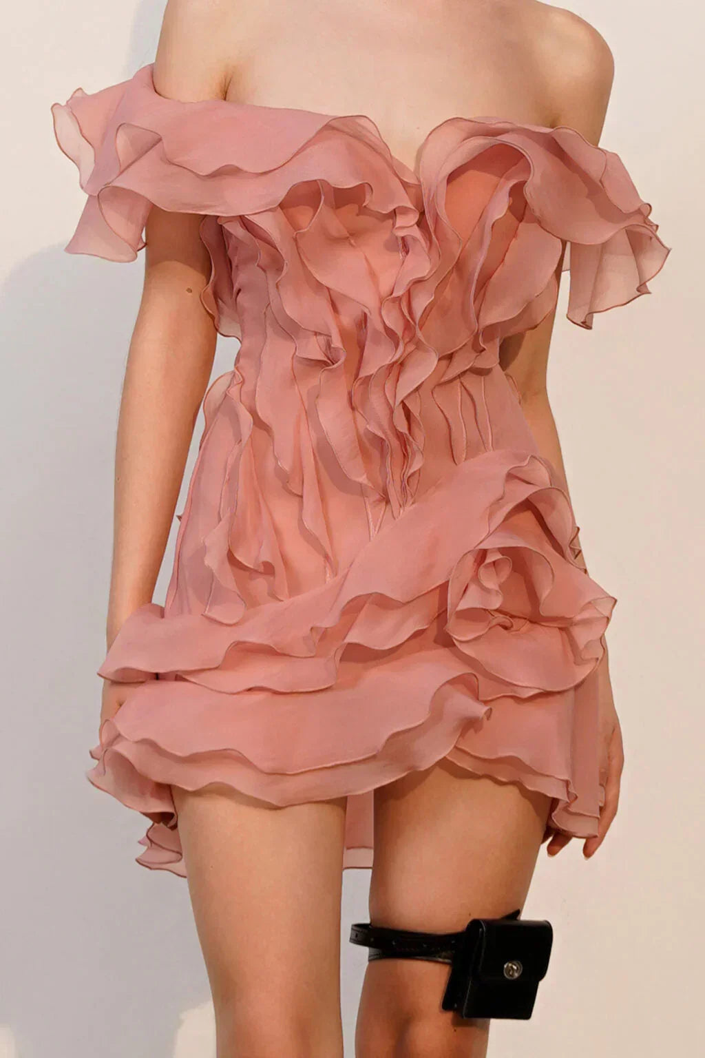 Dames zomerjurkje kort off-shoulder met romantische volants