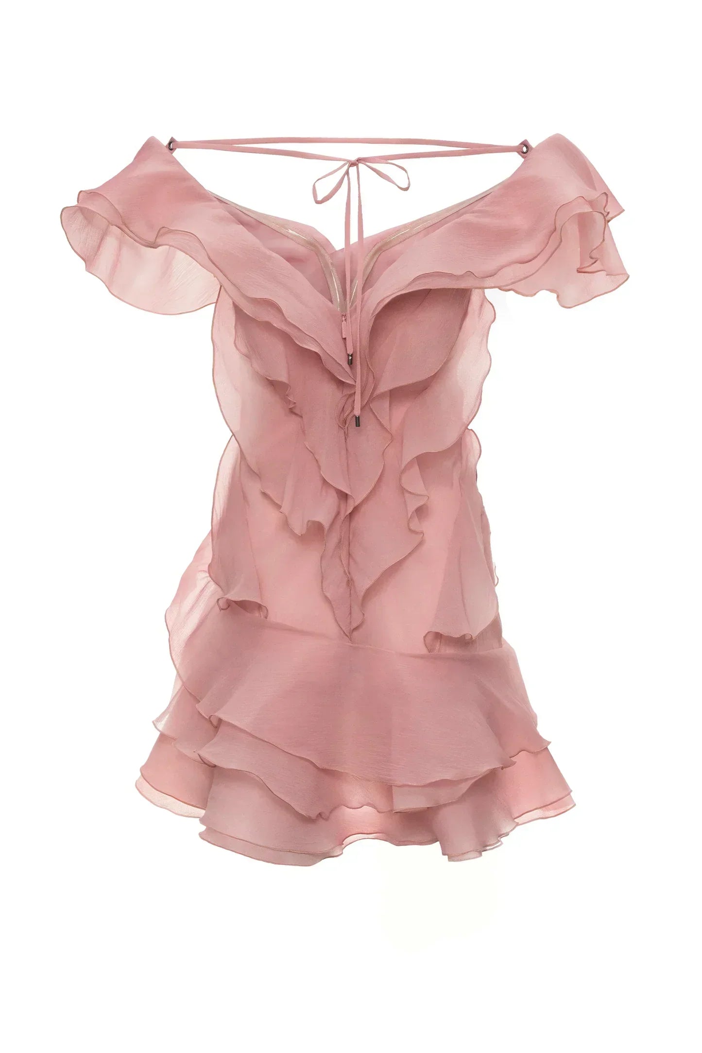 Dames zomerjurkje kort off-shoulder met romantische volants