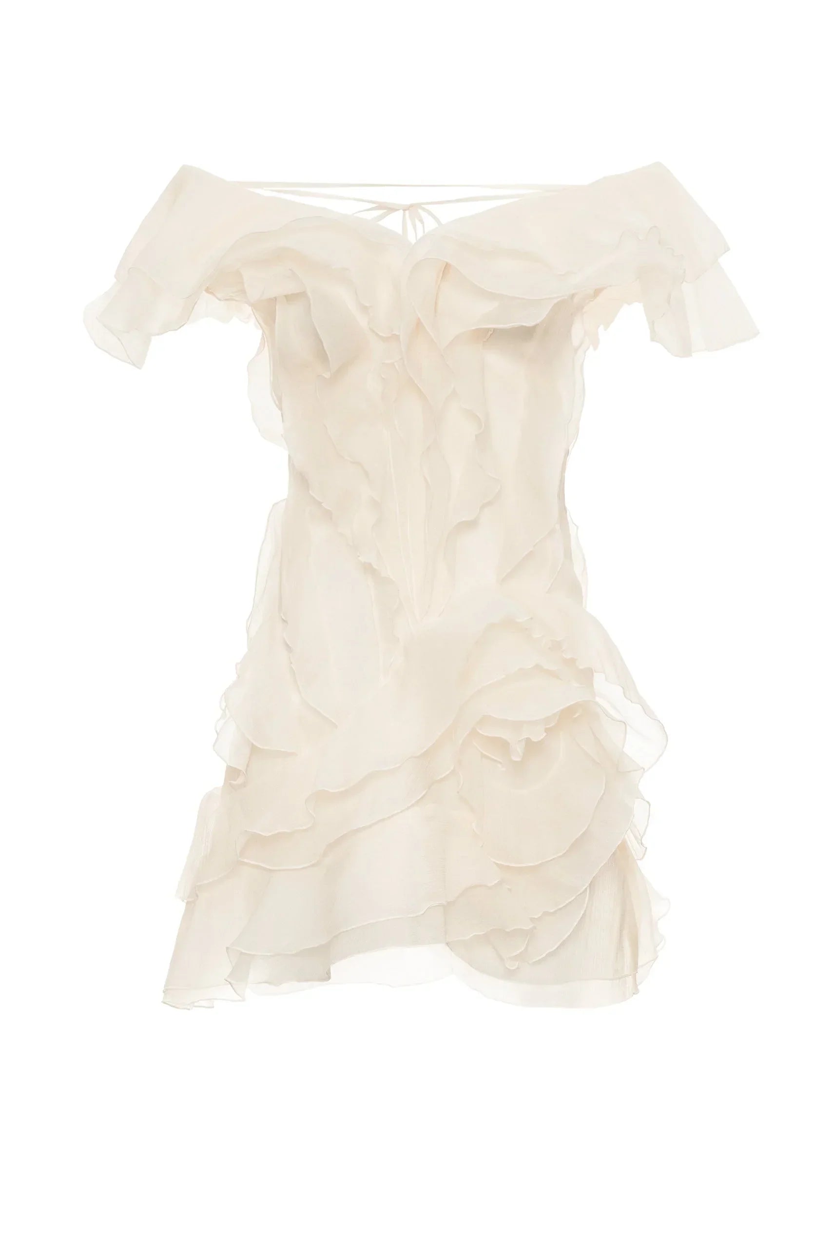 Dames zomerjurkje kort off-shoulder met romantische volants