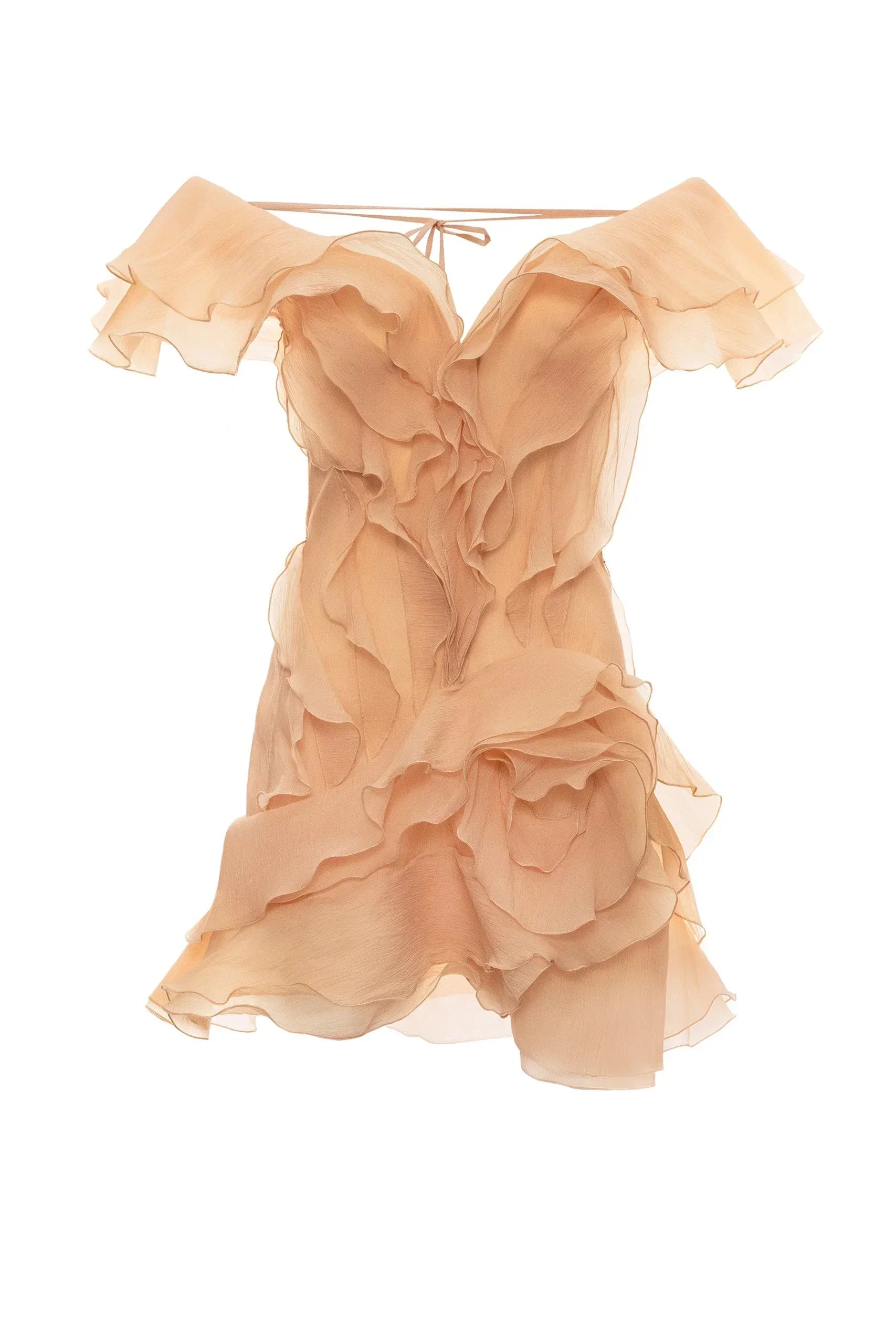 Dames zomerjurkje kort off-shoulder met romantische volants