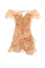 Dames zomerjurkje kort off-shoulder met romantische volants
