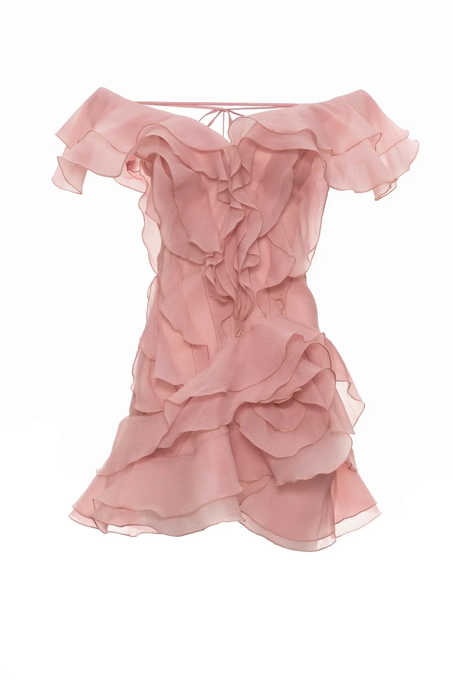 Dames zomerjurkje kort off-shoulder met romantische volants