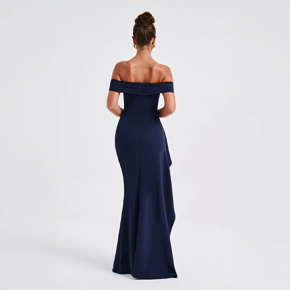 Maxi dames avondjurk off shoulder met split