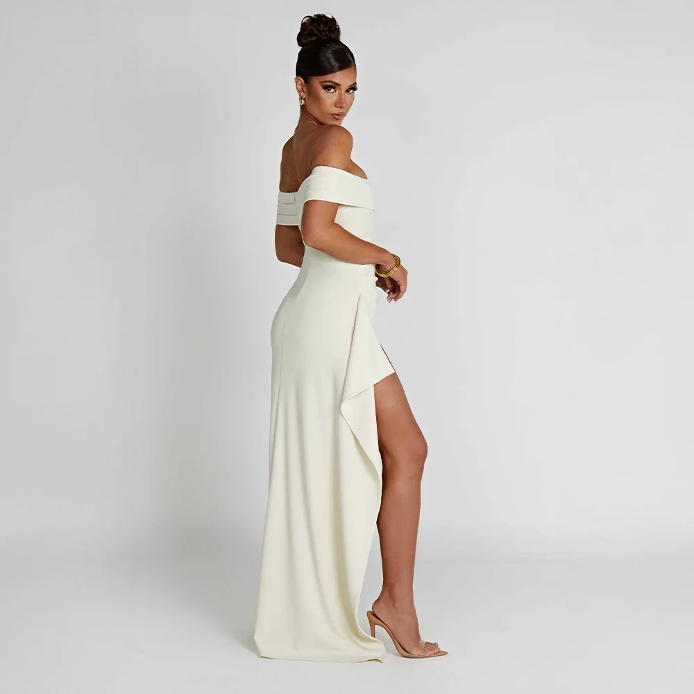 Maxi dames avondjurk off shoulder met split