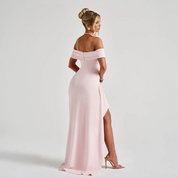 Maxi dames avondjurk off shoulder met split