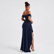 Maxi dames avondjurk off shoulder met split