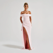 Maxi dames avondjurk off shoulder met split