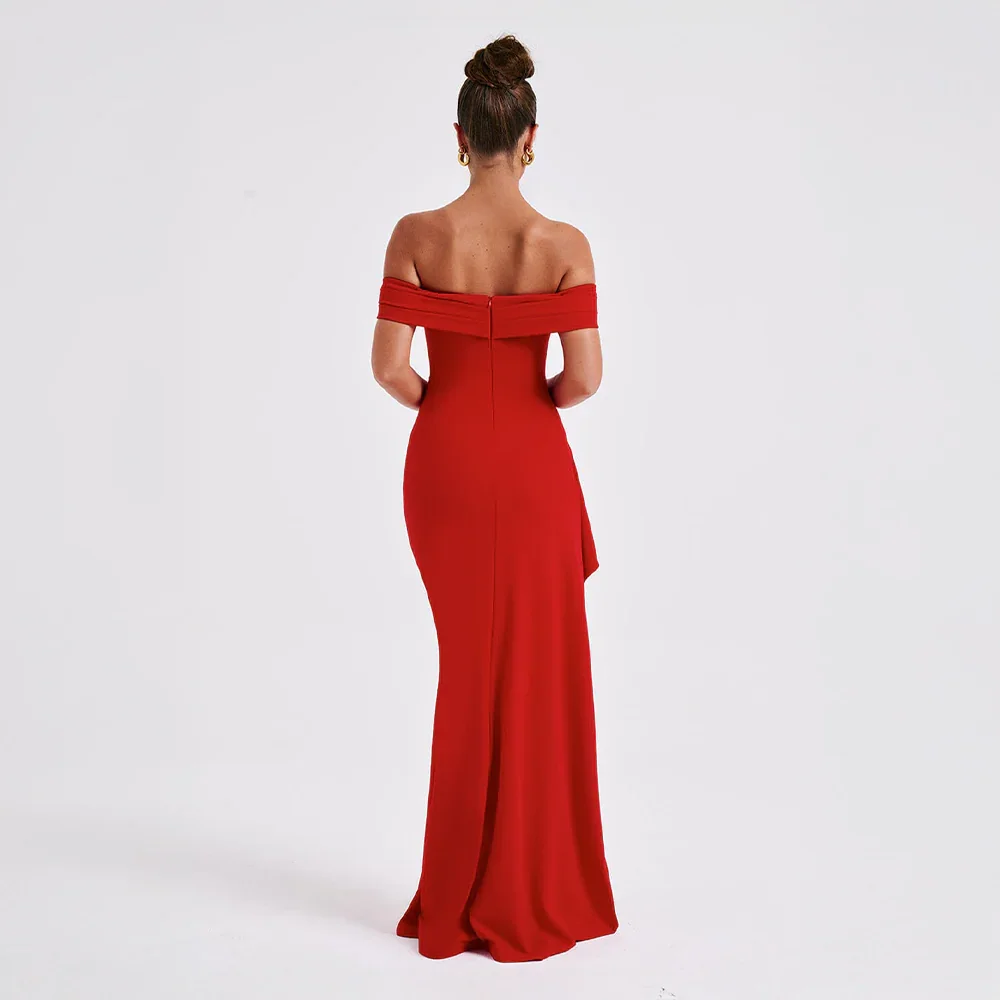 Maxi dames avondjurk off shoulder met split