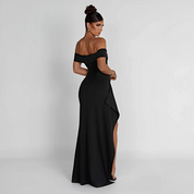Maxi dames avondjurk off shoulder met split