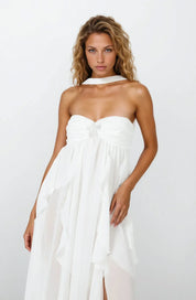 Dames zomerjurk maxi met volants en ster detail
