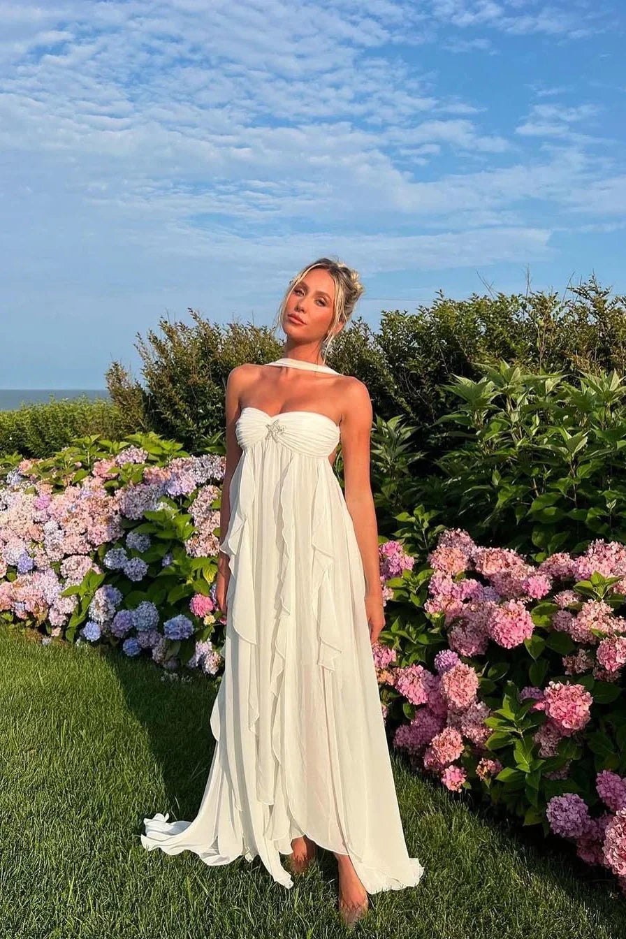 Dames zomerjurk maxi met volants en ster detail