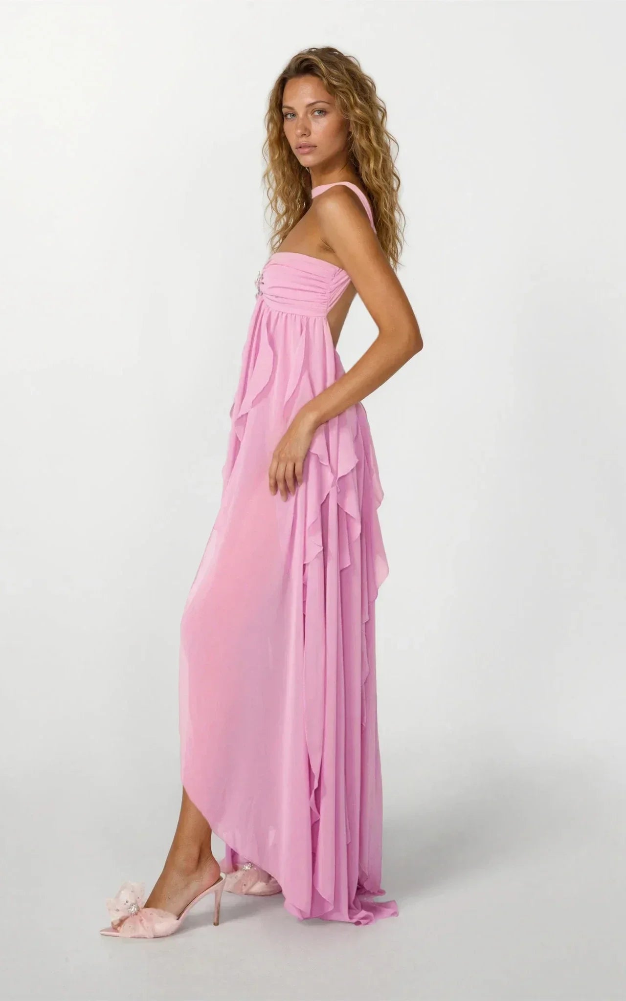 Dames zomerjurk maxi met volants en ster detail