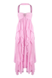 Dames zomerjurk maxi met volants en ster detail