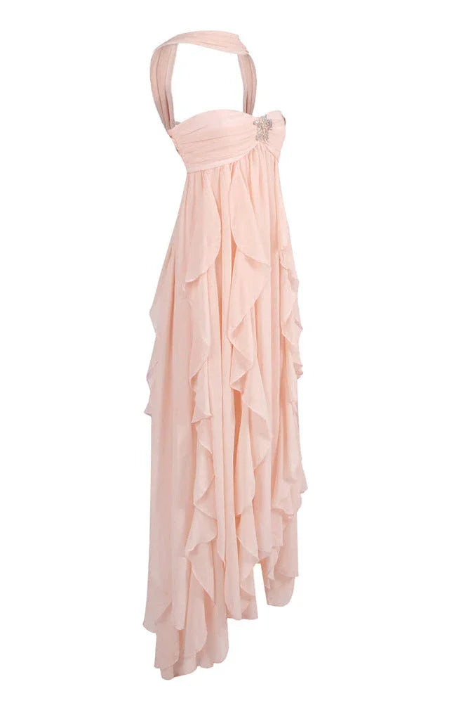 Dames zomerjurk maxi met volants en ster detail